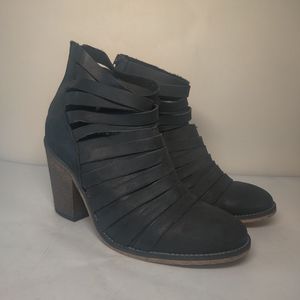 Free People HYBRID Strappy Heel Ankle Boots Booties Zip Black Size EUR 39 / US 8
